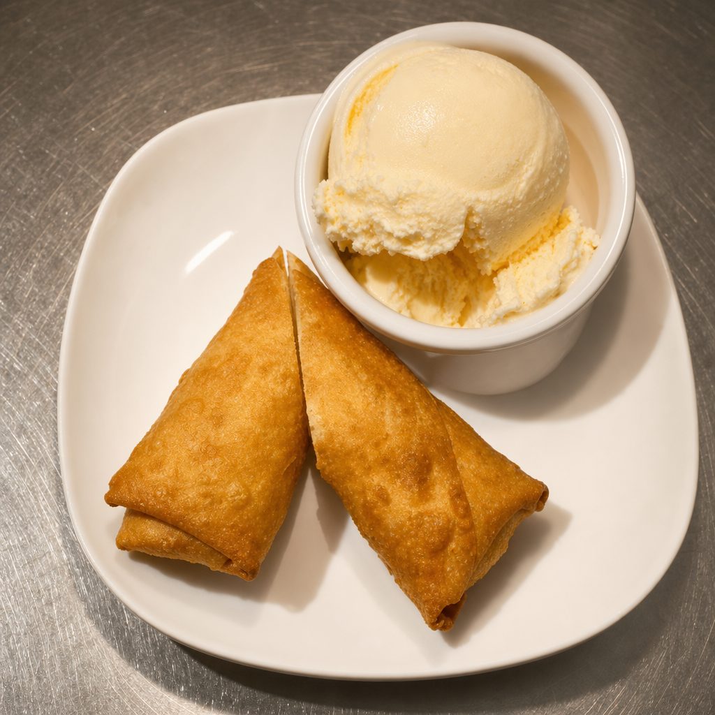 D5: Deep Fried Cheesecake with Ice Cream.
